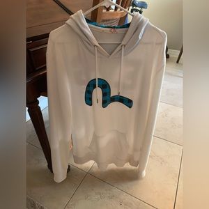 EVISU white logo hoodie with flannel hood size XxL